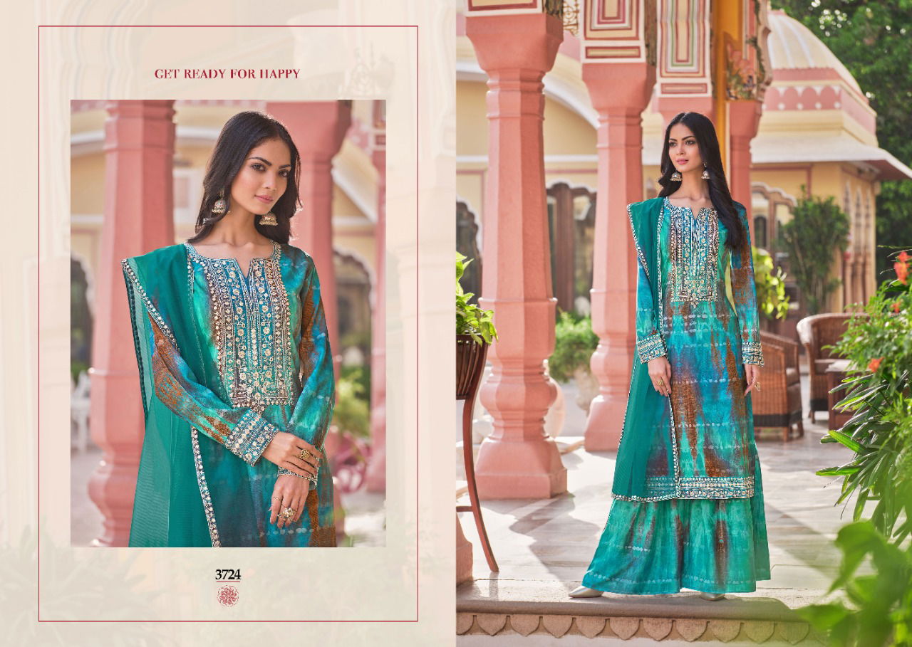 Rangoon Shiddat Trending Fancy Festive Wear Heavy Kurti Sharara With Dupatta Collection